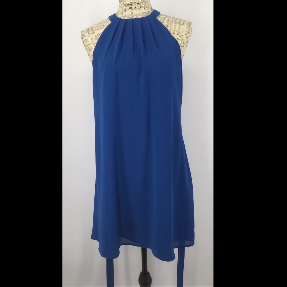 Norah Small  Blue A-Line Halter Neckline Dress